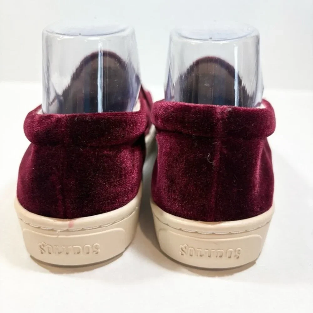 Soludos Velvet Llama Slip On Sneakers Size 7 Burgundy Wine Casual Boho - Picture 5 of 11